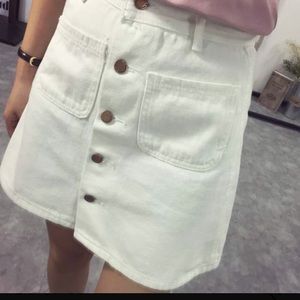 High waisted denim skirt